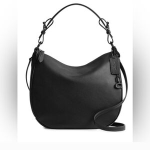 Coach Black Polished Pebbled Leather Hobo Shoulder Bag